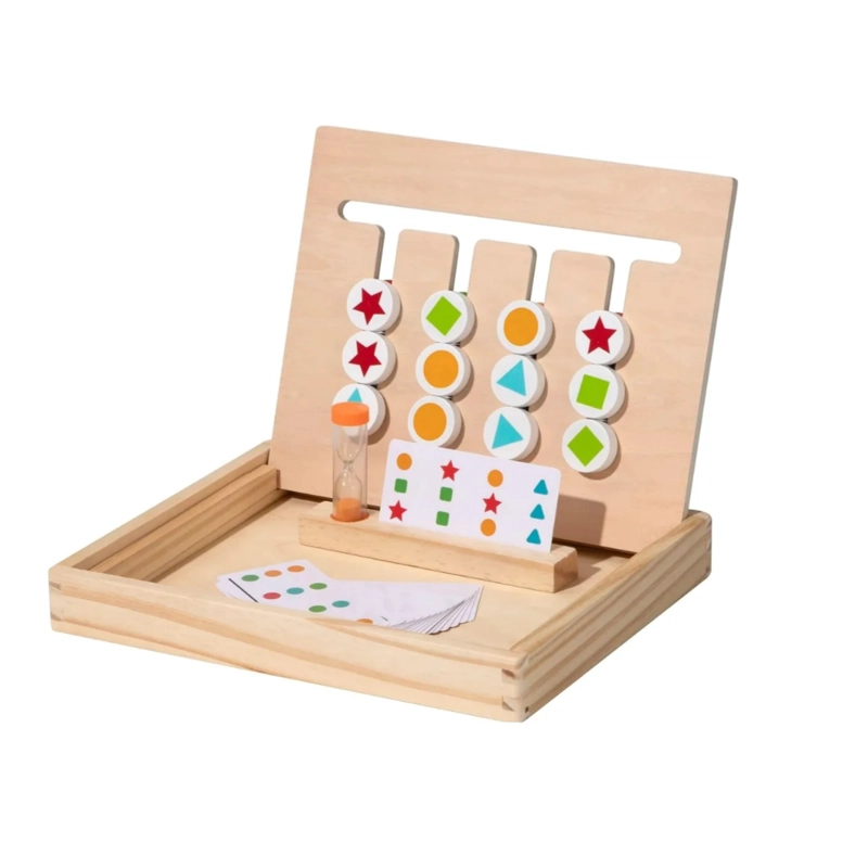 CAJA TABLERO DIDÁCTICO LÓGICO 4 EN LINEA MADERA COMBINA - 1