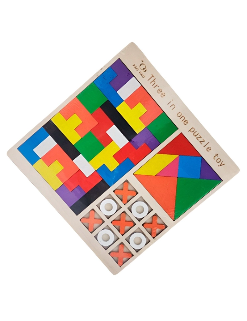 JUEGO DE MESA 3 EN 1 TAGRAM TRIQUI APRENDIZAJE DIDACTICO - 1