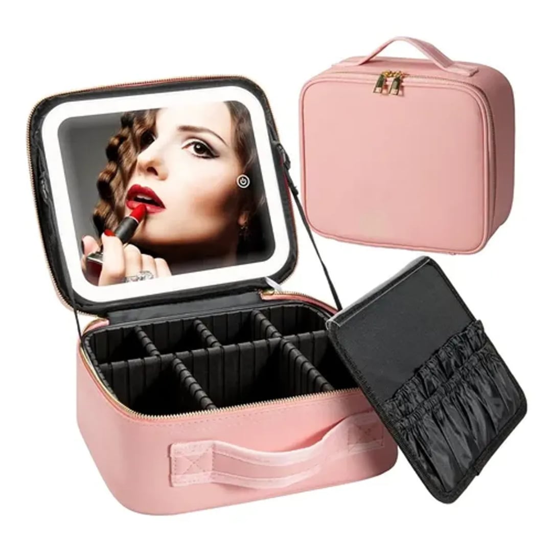 NECESER ORGANIZADOR DE MAQUILLAJE CON ESPEJO LUZ LED - 1