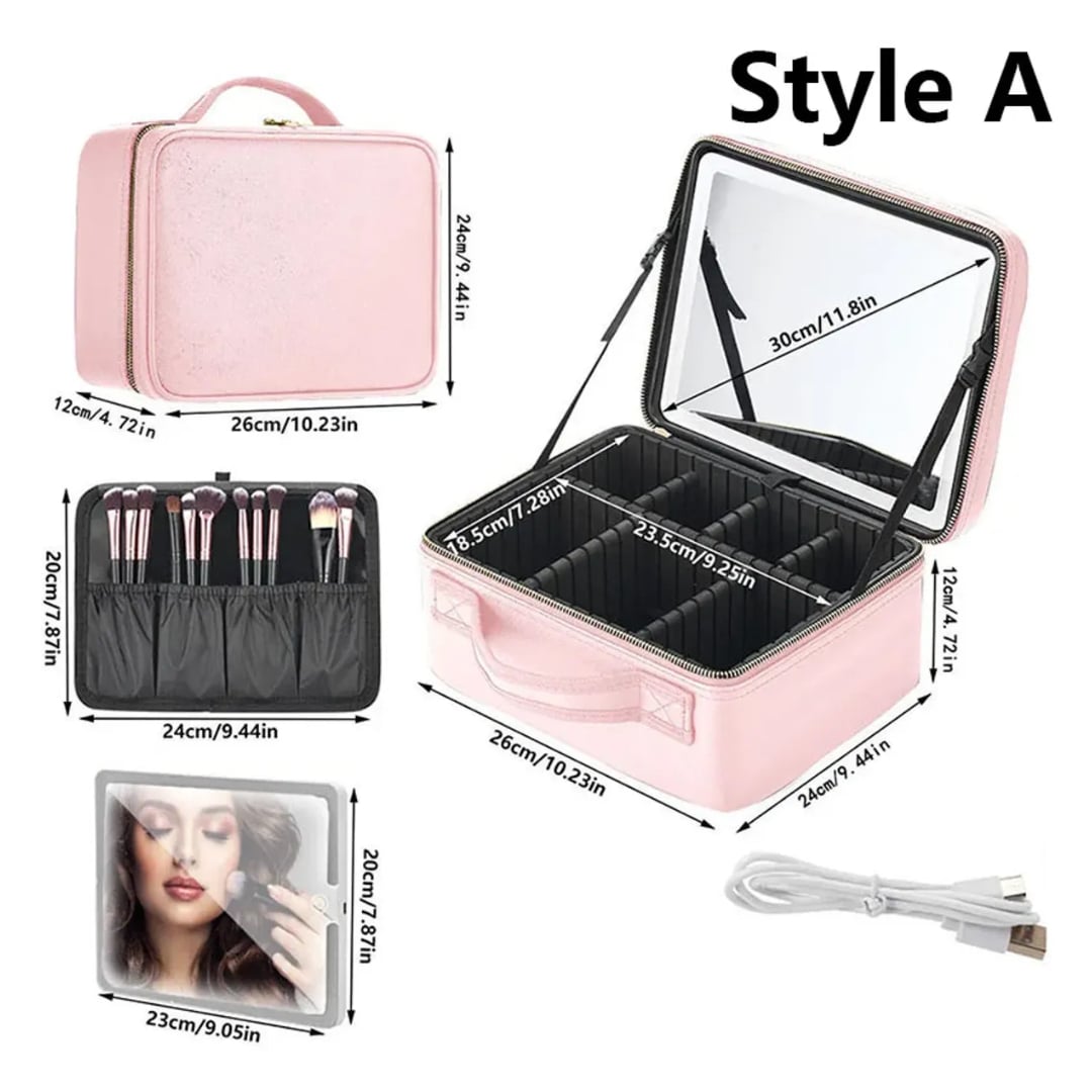 NECESER ORGANIZADOR DE MAQUILLAJE CON ESPEJO LUZ LED - 3