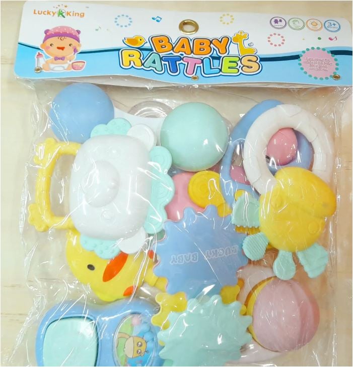 PACK SONAJAS CON MORDEDOR 10 PIEZAS PASTEL PARA BEBÉ - 4