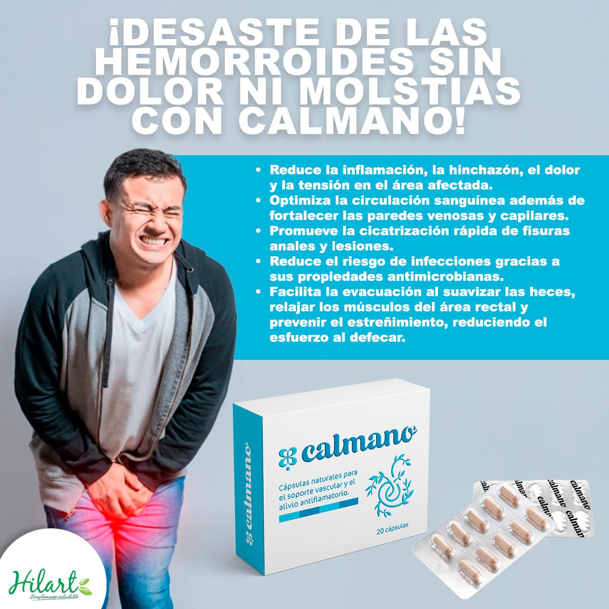 CALMANO CAPSULAS - COMBATE VARICES Y HEMORROIDES - 3