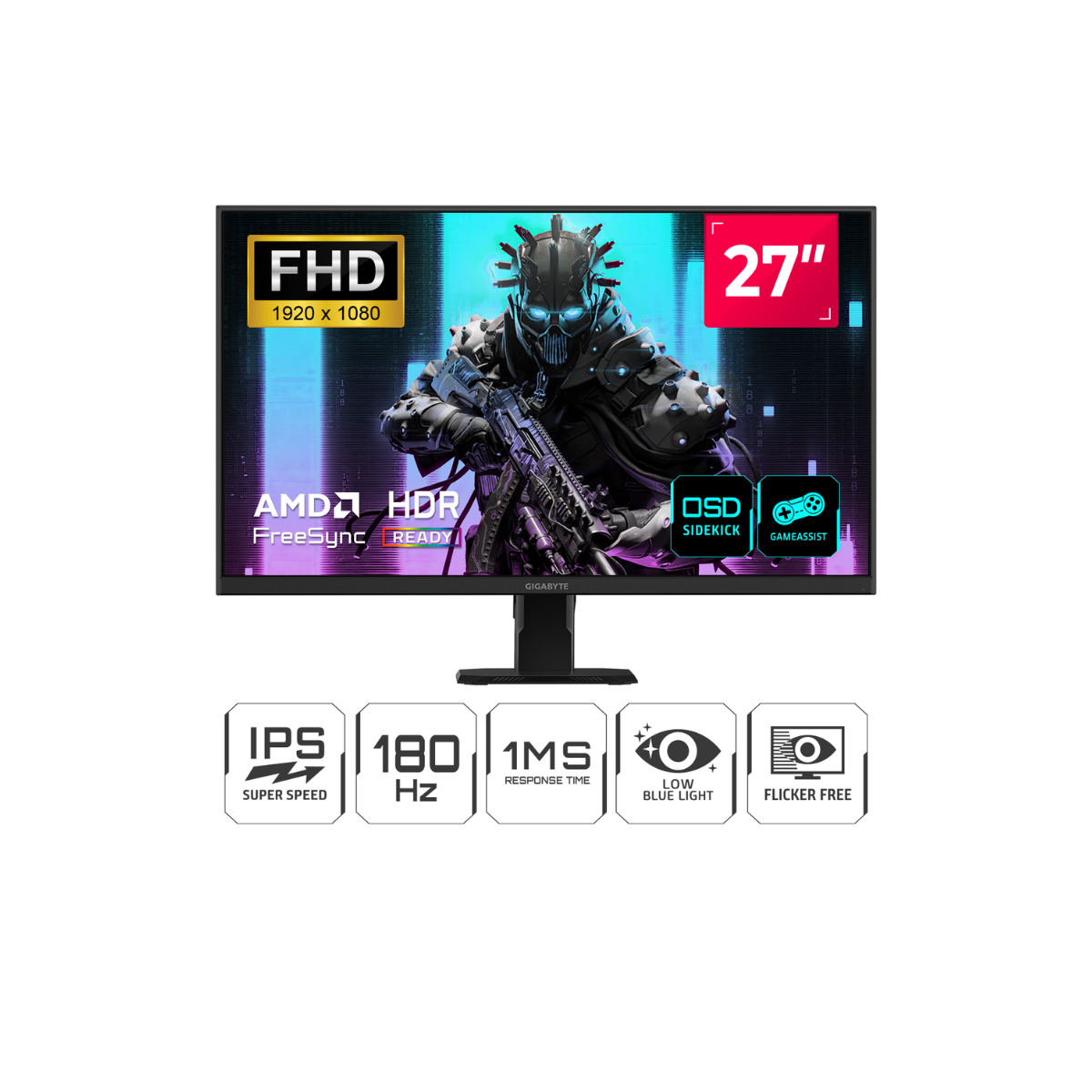 MONITOR GIGABYTE GS27FA 27' IPS FHD 1920X1080 180HZ 1MS HDMI DP FREESYNC - 1