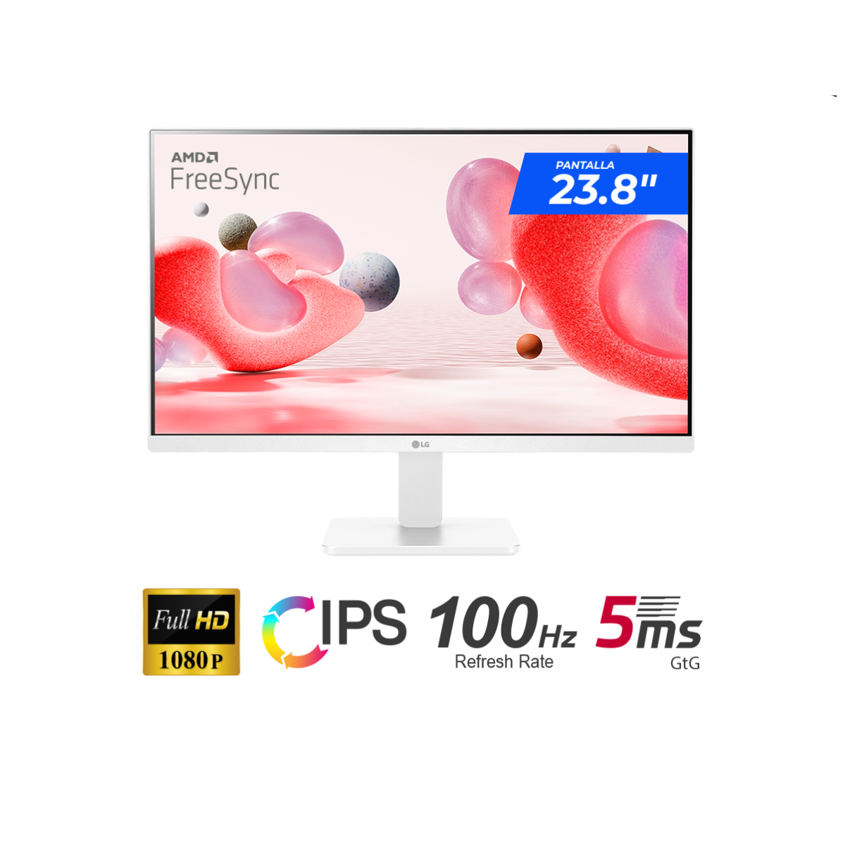 MONITOR LG 24MR400-W 23.8' IPS FHD 1920 X 1080 100HZ 5MS FREESYNC BLANCO - 1