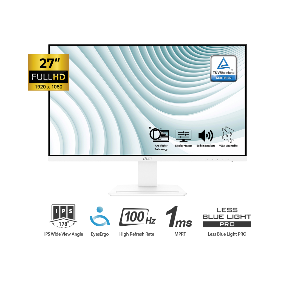 MONITOR MSI PRO MP273AW 27' FHD IPS 1920 X 1080 100HZ 1MS HDMI DP ALTAVOCES INTEGRADOS BLANCO - 1