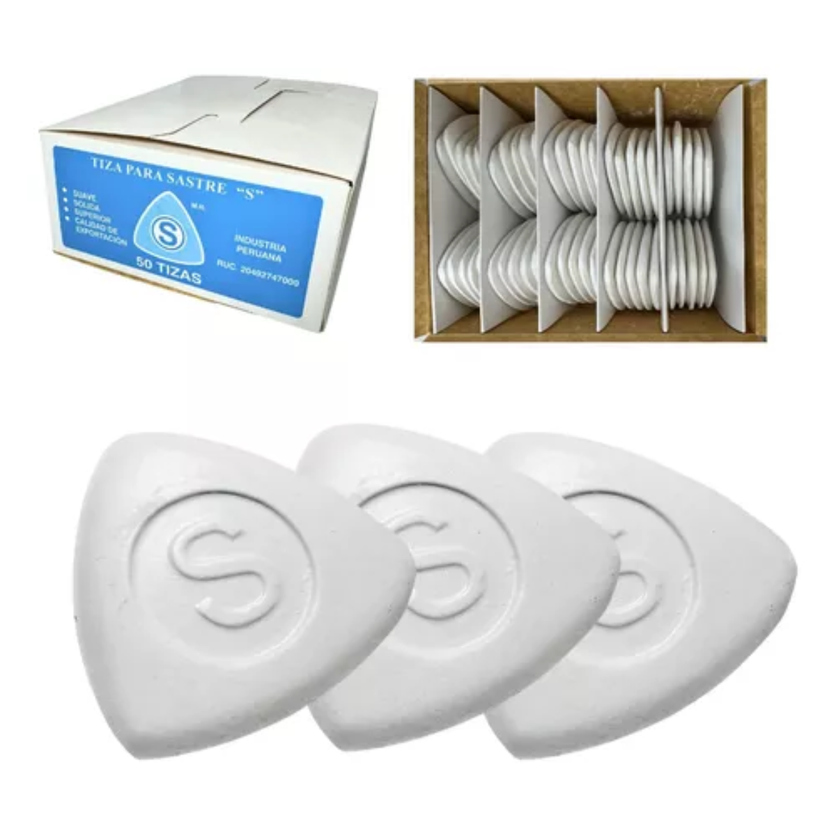 TIZA S DE TELA DE COSTURA TIZA DE SASTRE BLANCO CAJA 50 PIEZAS - 1