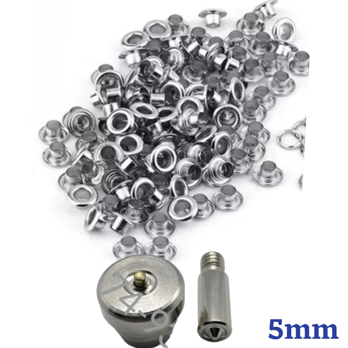 1000 OJALES DE METAL, OJAL OJALILLO METÁLICO NRO. 130 DE INTERIOR 5MM MÁS JUEGO DE TROQUEL - 1