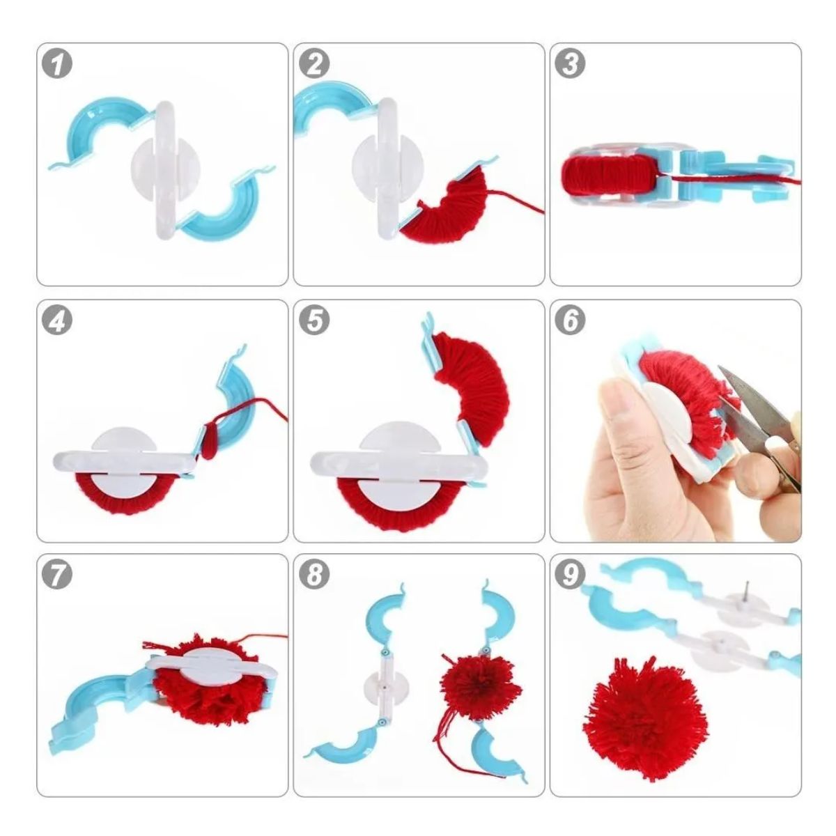 MAQUINA PARA HACER POMPONES DE 4 TAMAÑOS - POMPONERA POMPONES POMPON CROCHET - 3