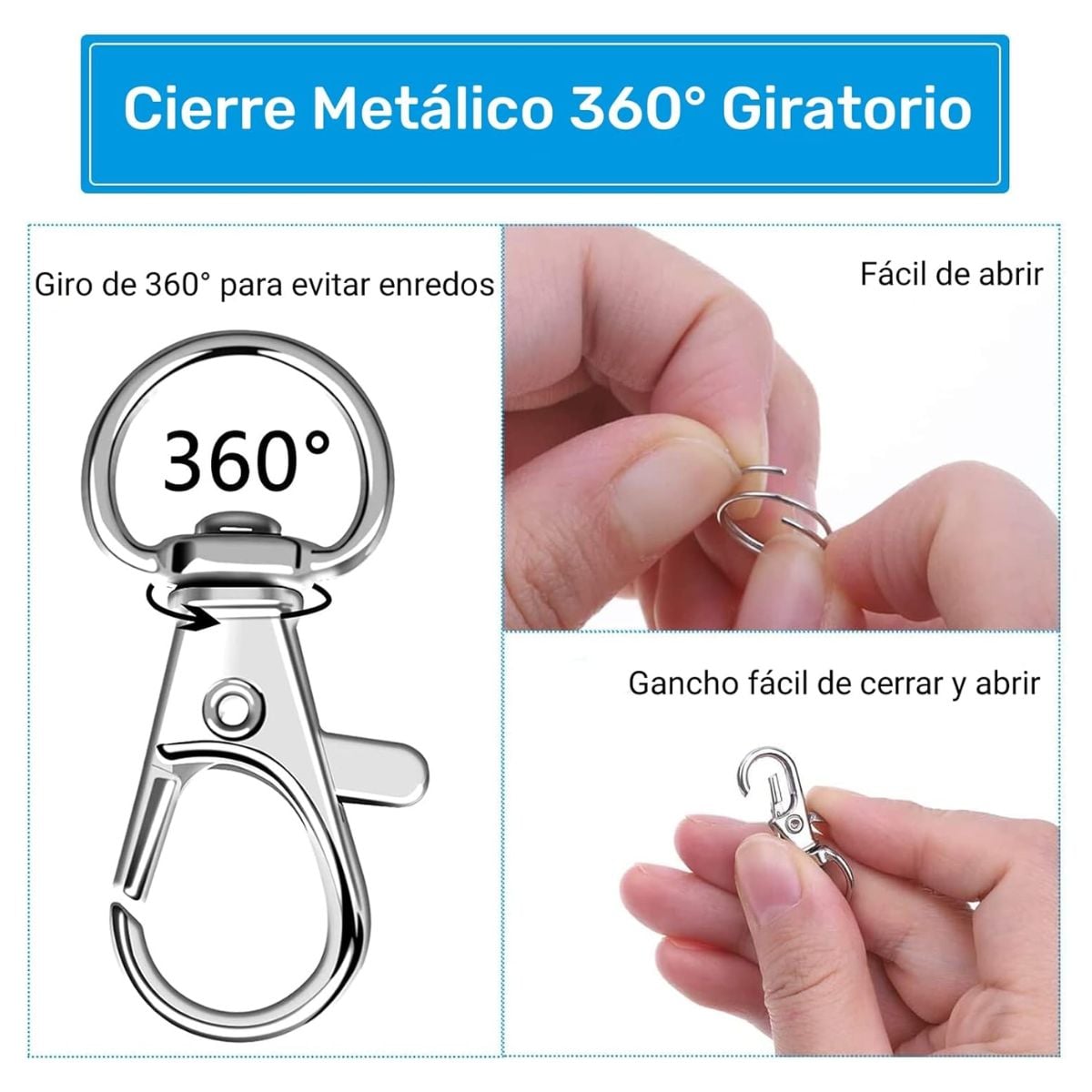 200 ARGOLLAS AROS PARA LLAVEROS Y GANCHOS GIRATORIOS METAL - 4