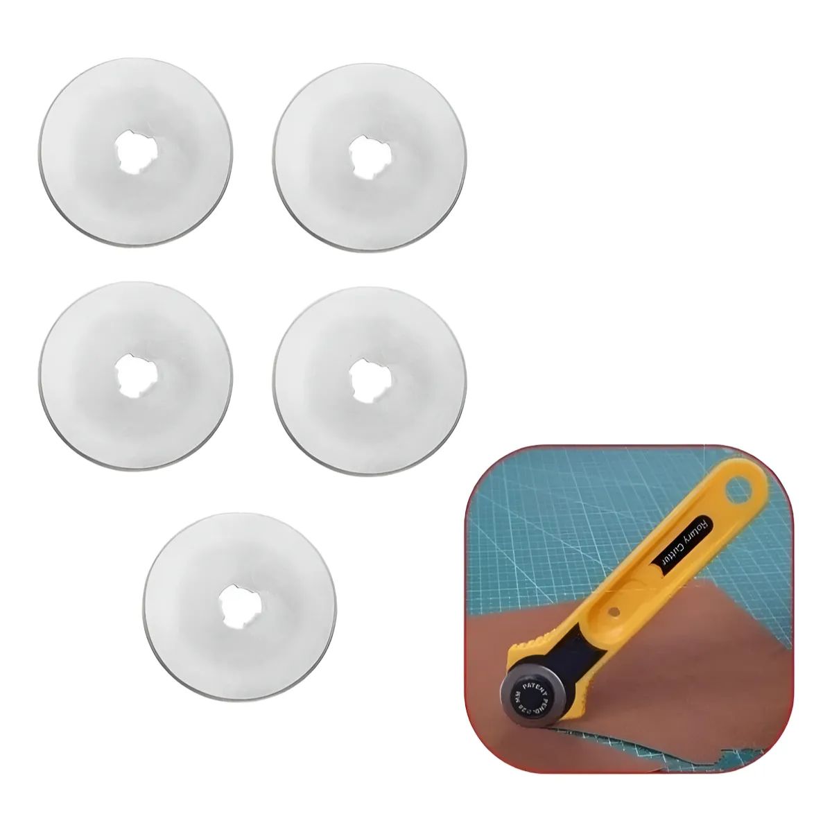 5 CUCHILLAS PARA CORTADOR DE TELA 45MM CUTTER GIRATORIO - 1