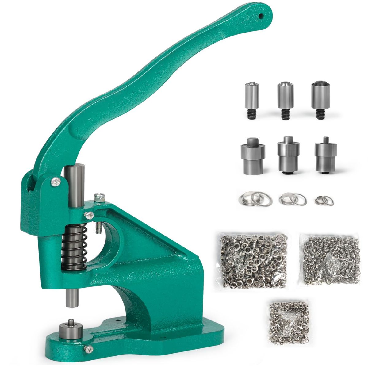 MÁQUINA DE PRENSA DE OJALES CON 3000 OJALILLOS 6MM, 10MM Y 12MM DE DIAMETRO INTERNO - REMACHADORA - 2