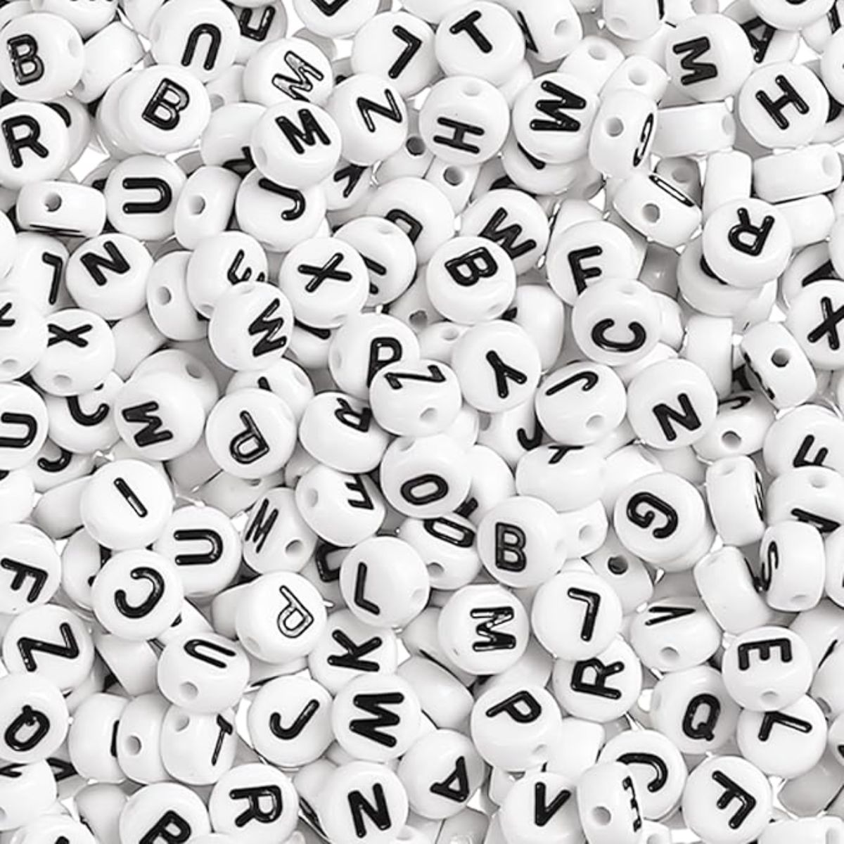 LETRAS REDONDAS CUENTAS LETRA DEL ALFABETO PARA PULSERAS MANUALIDADES COLLAR - LETRA NEGRA - 1