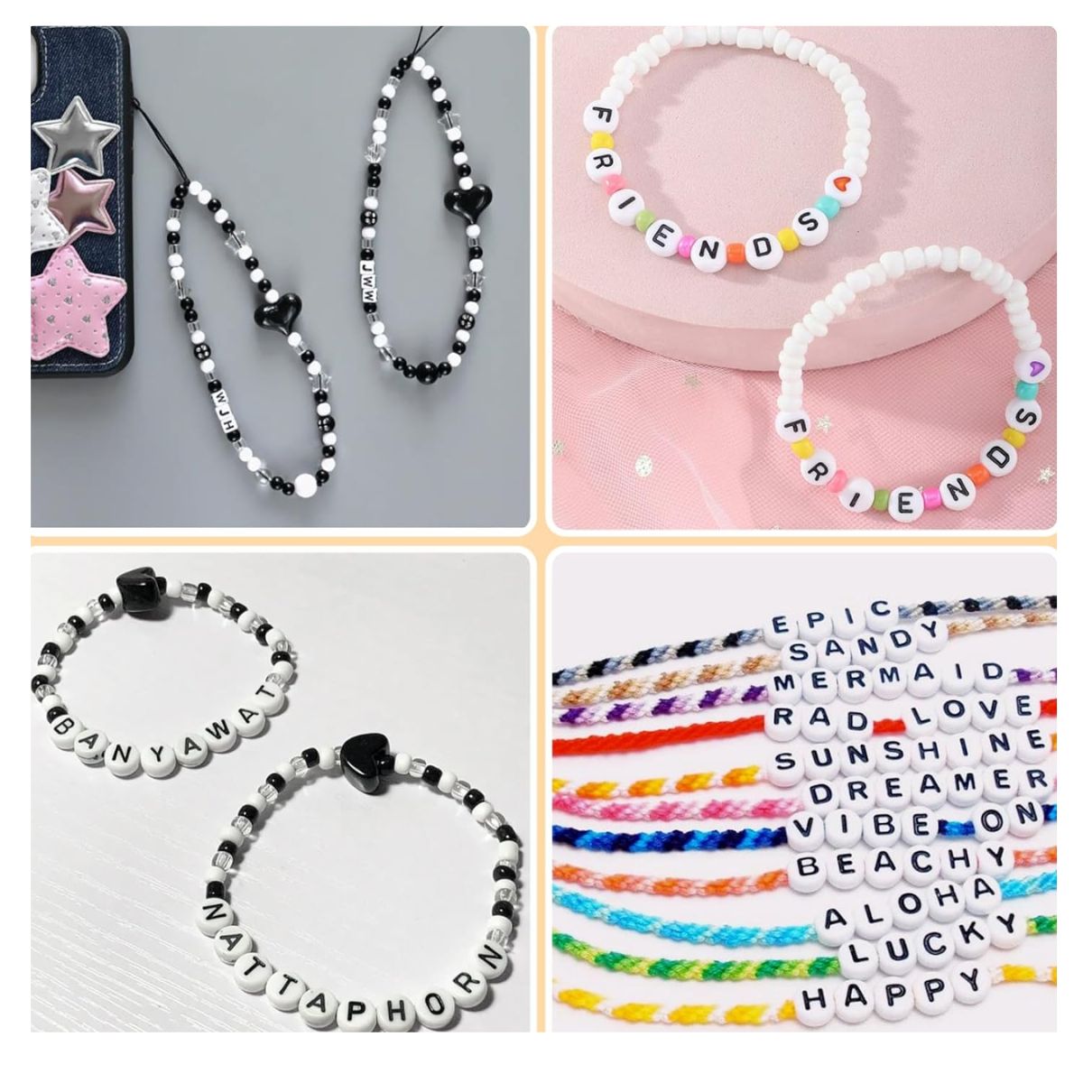 LETRAS REDONDAS CUENTAS LETRA DEL ALFABETO PARA PULSERAS MANUALIDADES COLLAR - LETRA NEGRA - 3