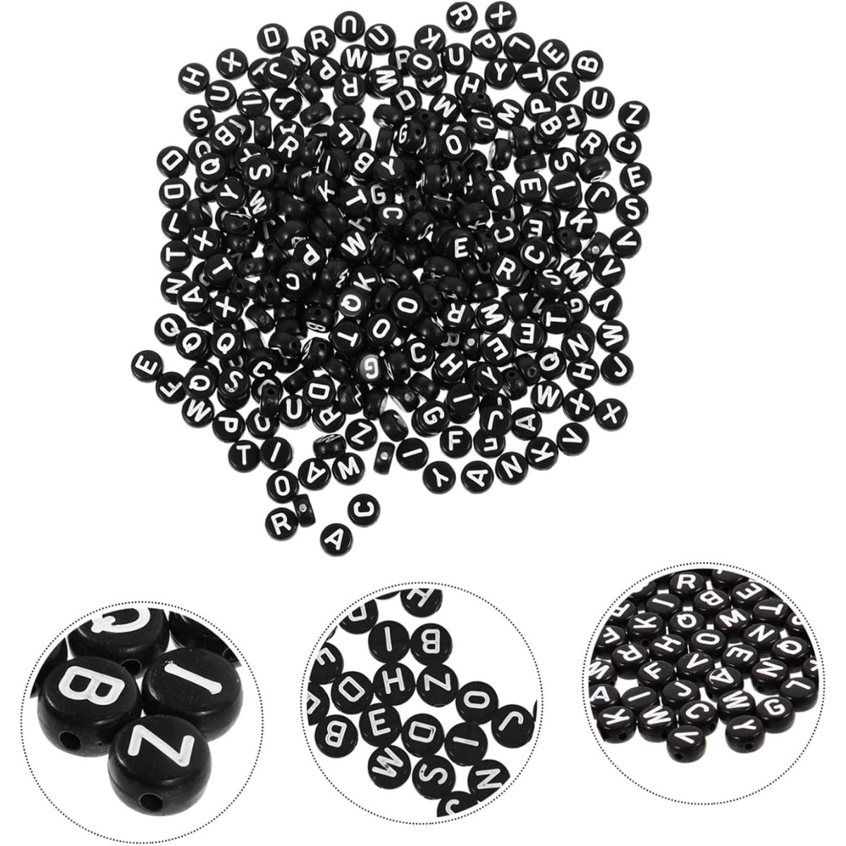 CUENTAS NEGRAS LETRA DEL ALFABETO A-Z PARA PULSERAS COLLAR MANUALIDADES - 2