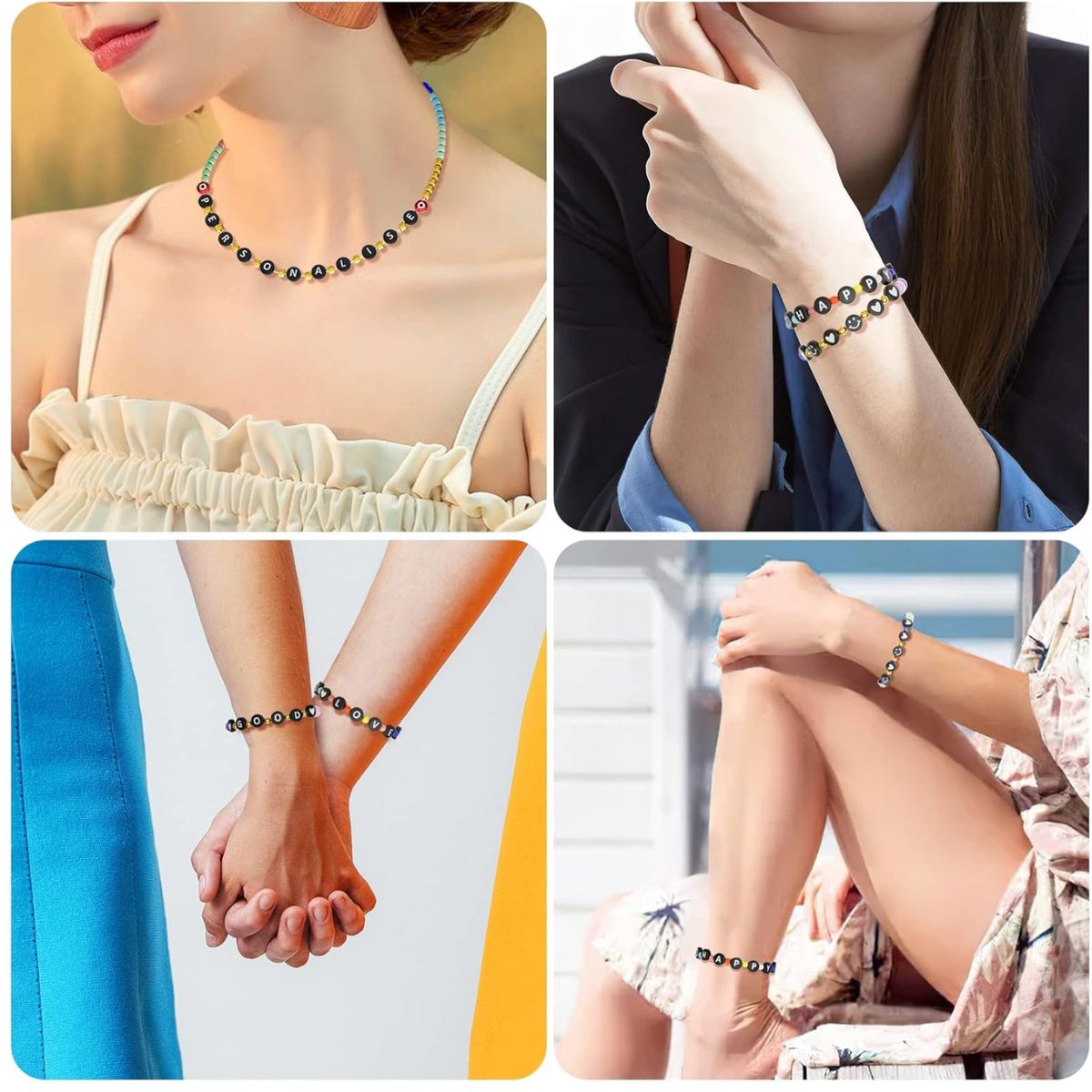 CUENTAS NEGRAS LETRA DEL ALFABETO A-Z PARA PULSERAS COLLAR MANUALIDADES - 3