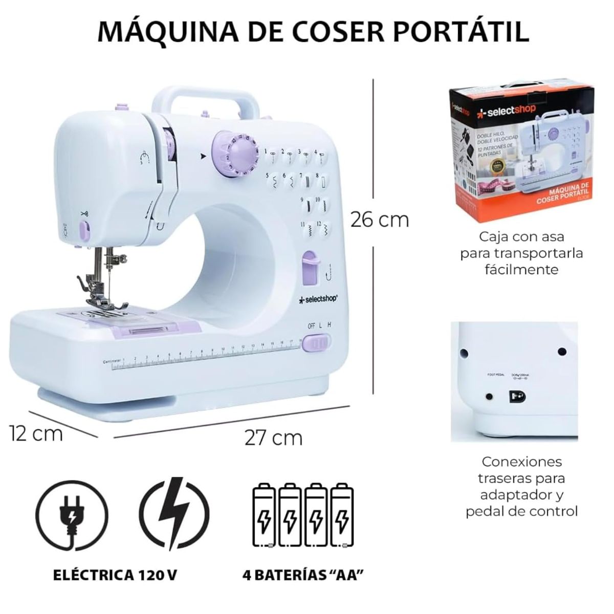 MAQUINA DE COSER ELECTRICA MÁQUINA DE COSER ELÉCTRICA MULTIFUNCIONAL CON LUZ DE LED SEWING MACHINE PAR ADECUADO PARA PRINCIPIANTE - 2