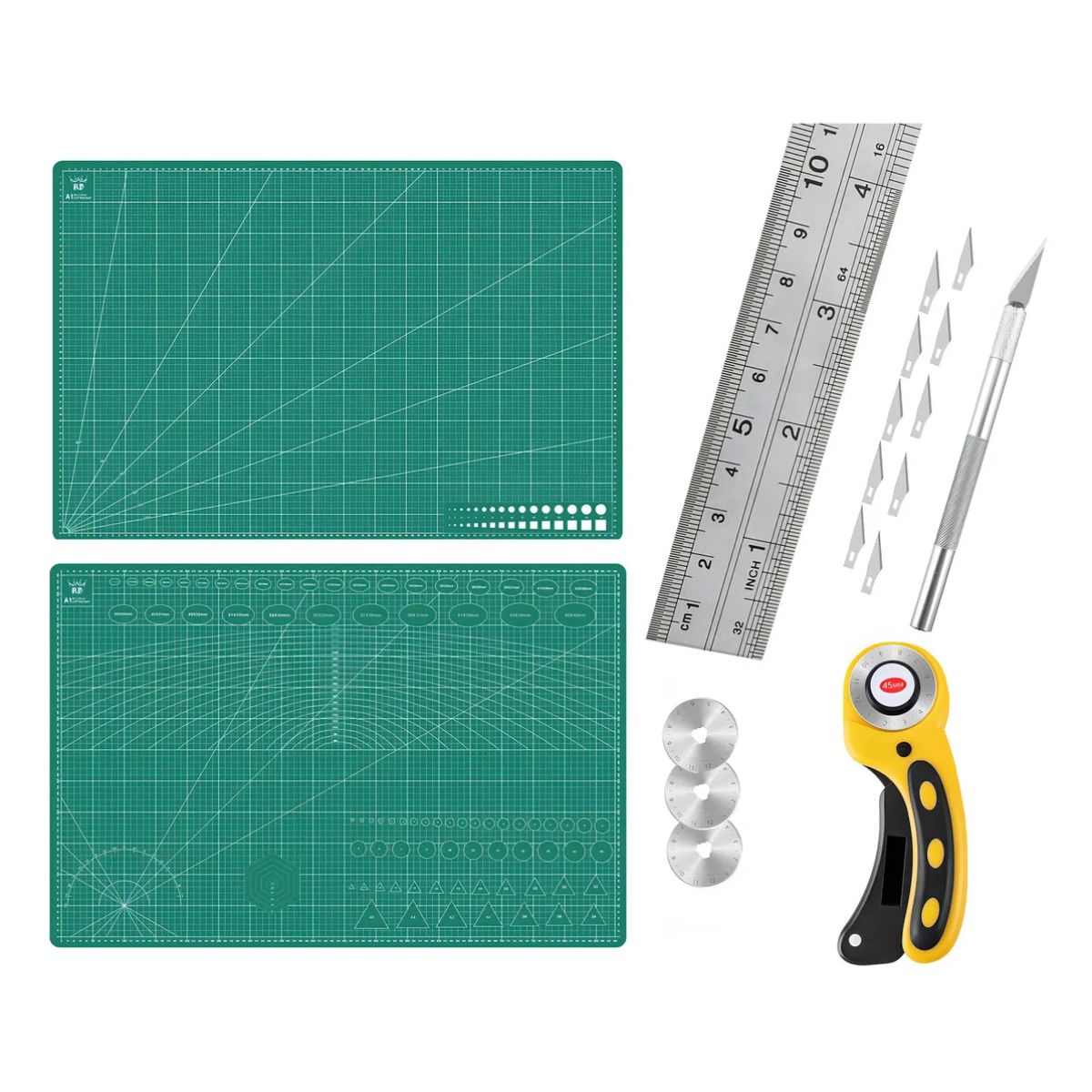 BASE DE CORTE A1 MAS CUCHILLA BISTURÍ REGLA 60CM Y CUCHILLA ROTATIVO CON 3 RPTOS - 1