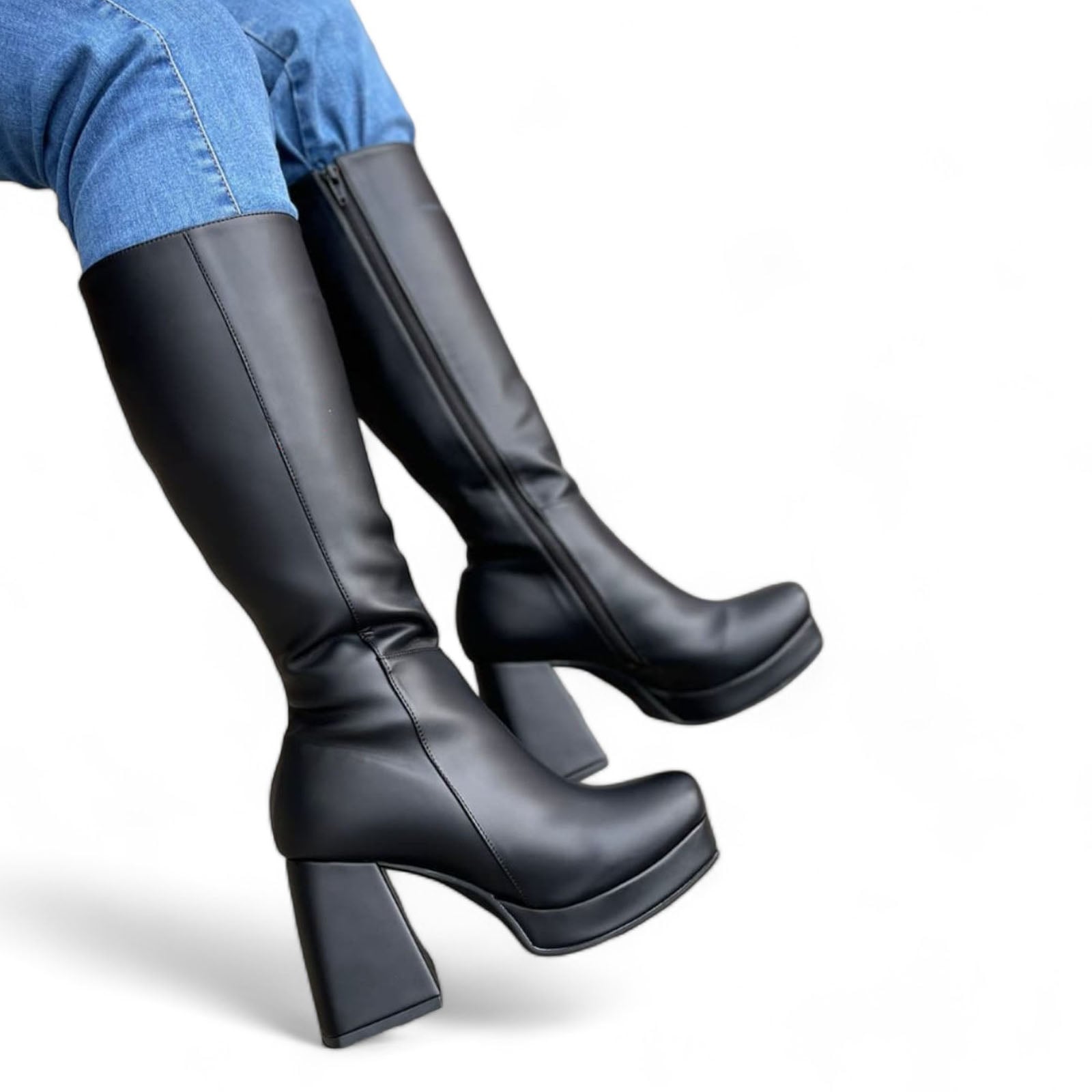 BOTINES MUJER QUERO SHOES NEGRO ELEGANTE TACO 7 1299P-85 - 2