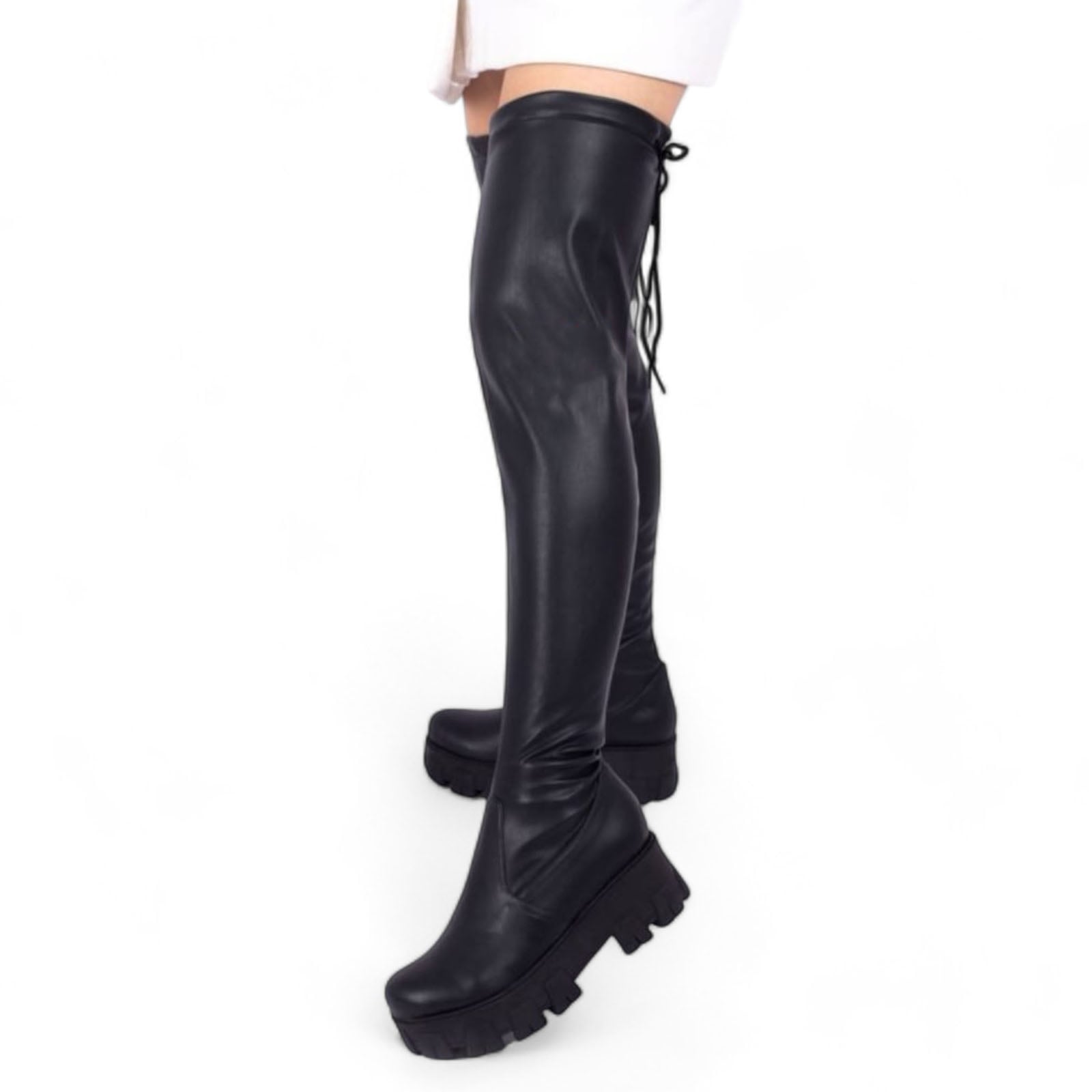 BOTINES MUJER QUERO SHOES NEGRO CASUAL LATEX TACO 51299P-73 - 1