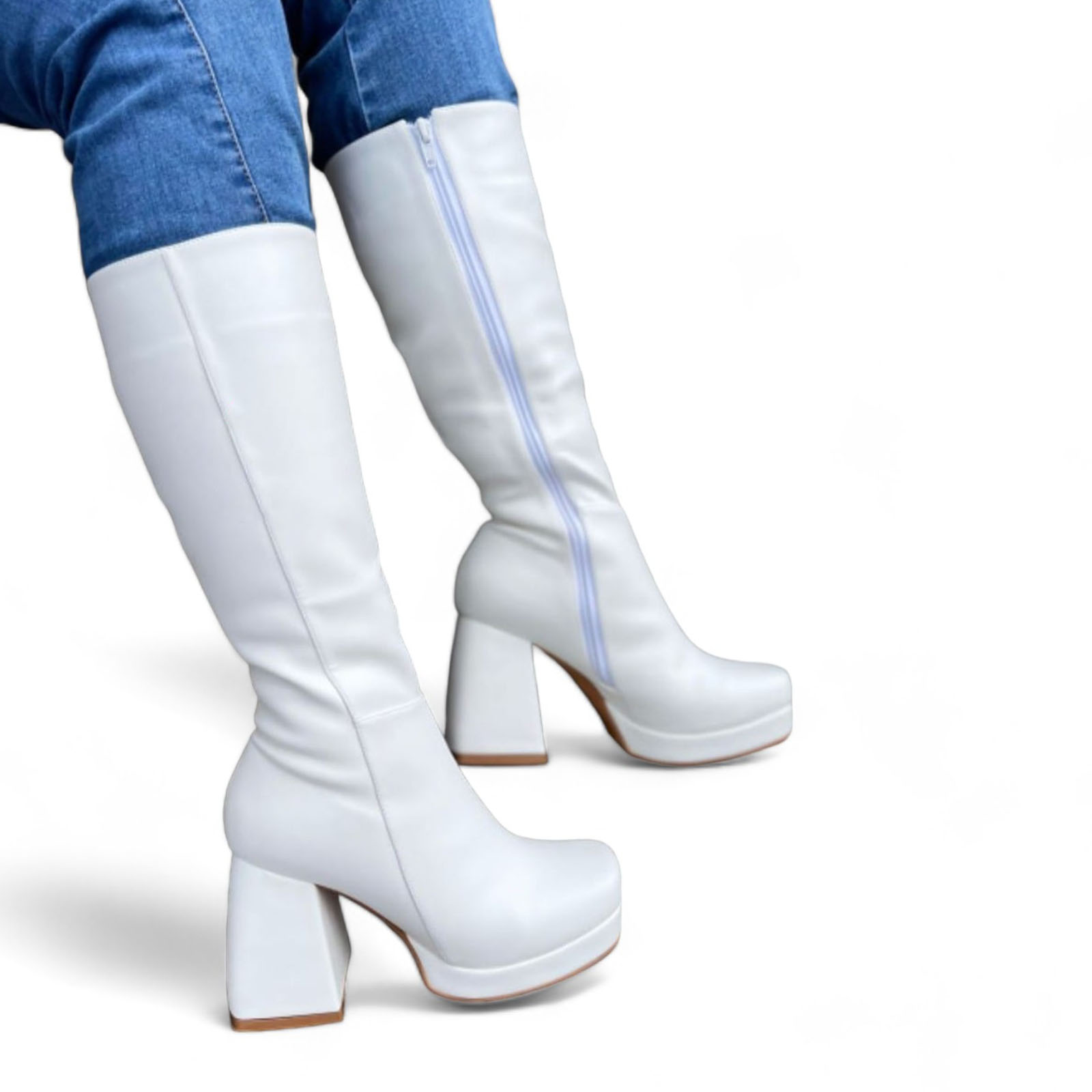 BOTINES MUJER QUERO SHOES BLANCO ELEGANTE TACO 7 1299P-85 - 1