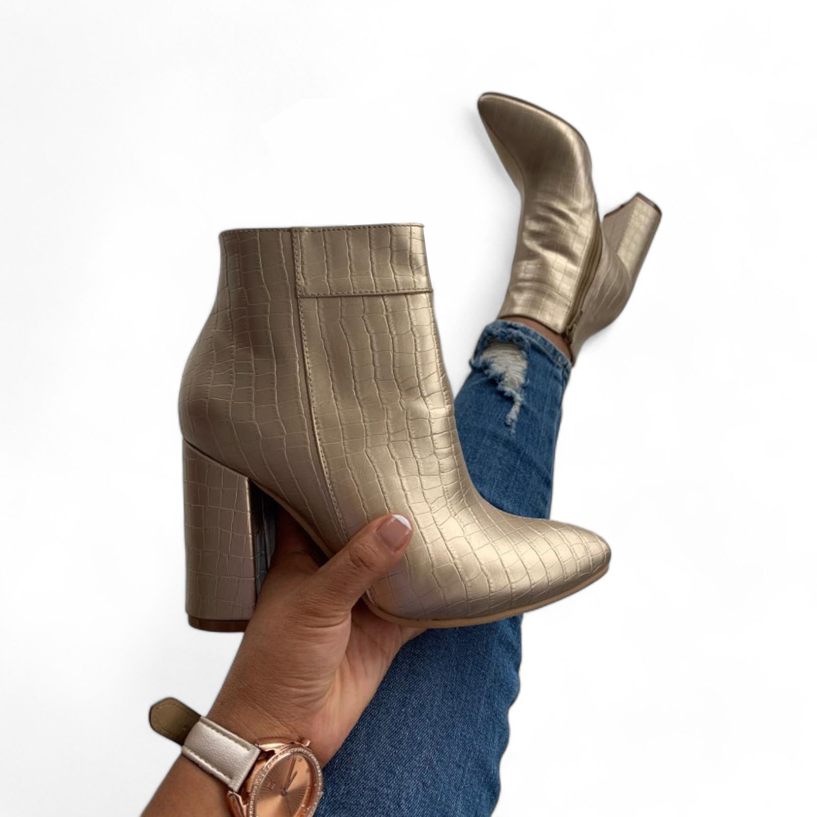 BOTINES MUJER QUERO SHOES DORADO ELEGANTE LARBADO1299P-68 - 1