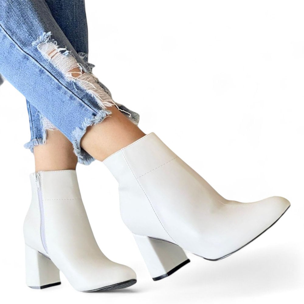 BOTINES MUJER QUERO SHOES BLANCO CASUAL TACO 5 2086L-60 - 1