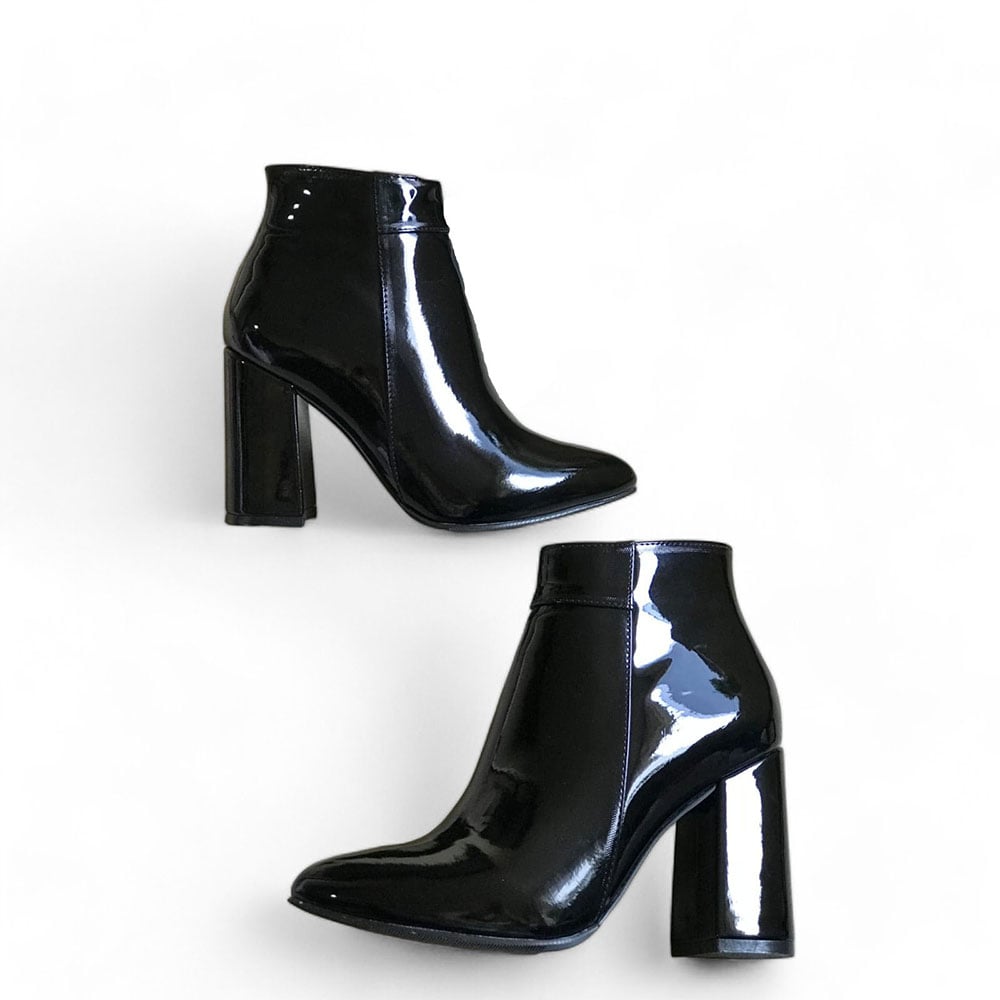 BOTINES MUJER QUERO SHOES NEGRO CHAROL TACO 9 2086L-60 - 2