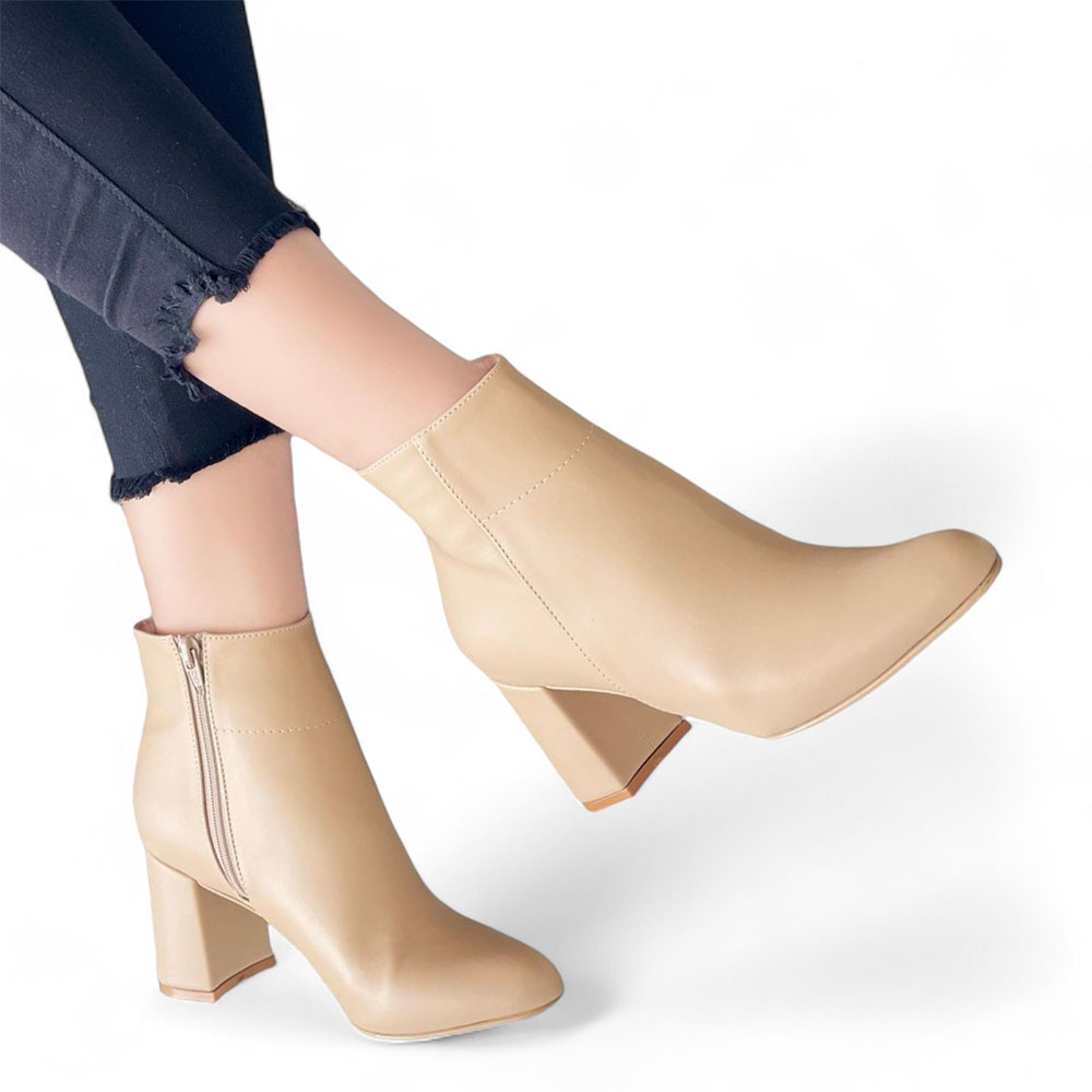 BOTINES MUJER QUERO SHOES BEIGE CASUAL TACO 5 2086L-60 - 1