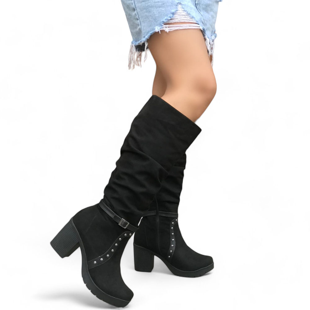 Botas de Gamuza Original para Mujer en Punta Recortada Color Negro main image 1