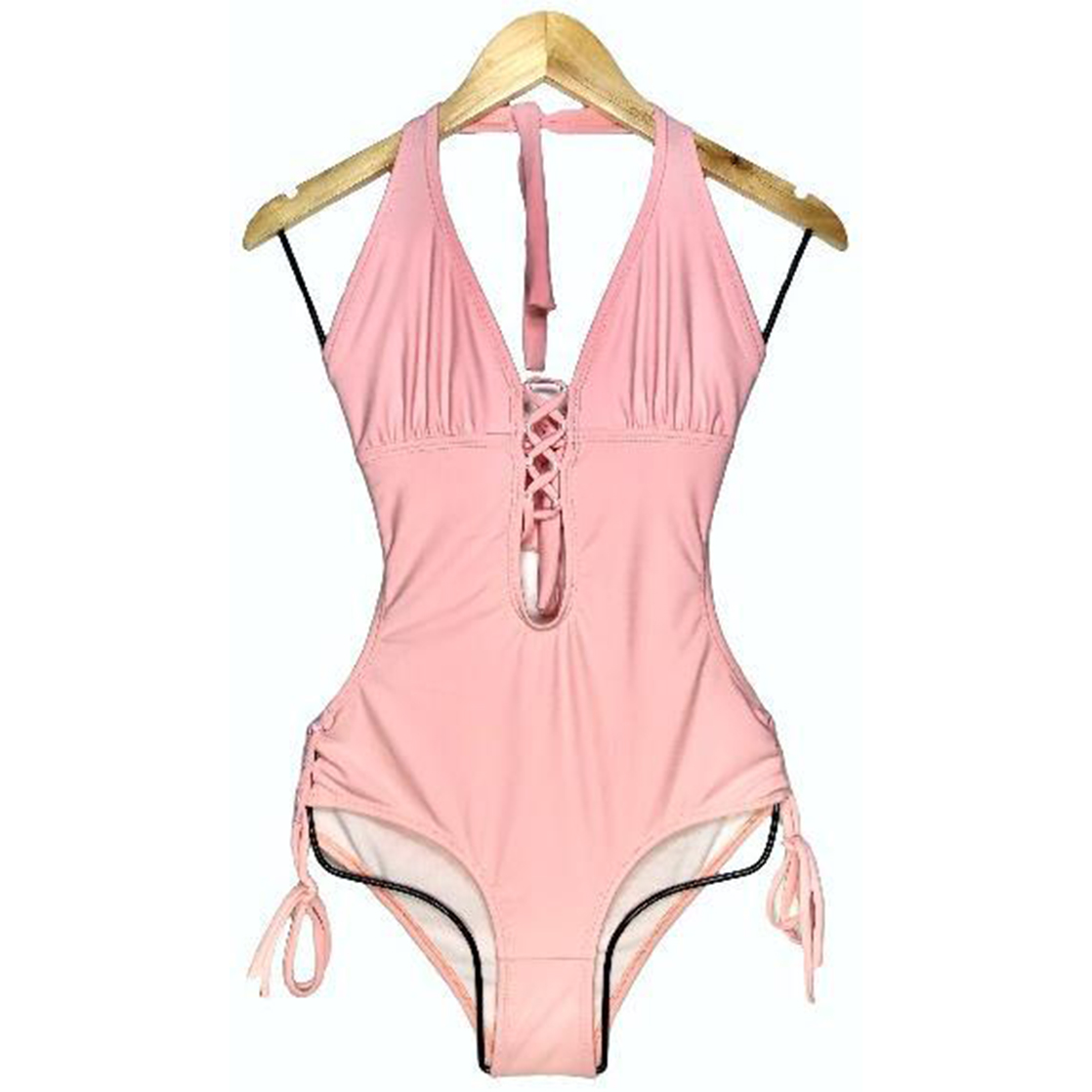 TRIKINI PUSH UP LICRA MUJER ROSADO UV ENTERO FLOR GL-30 - 1