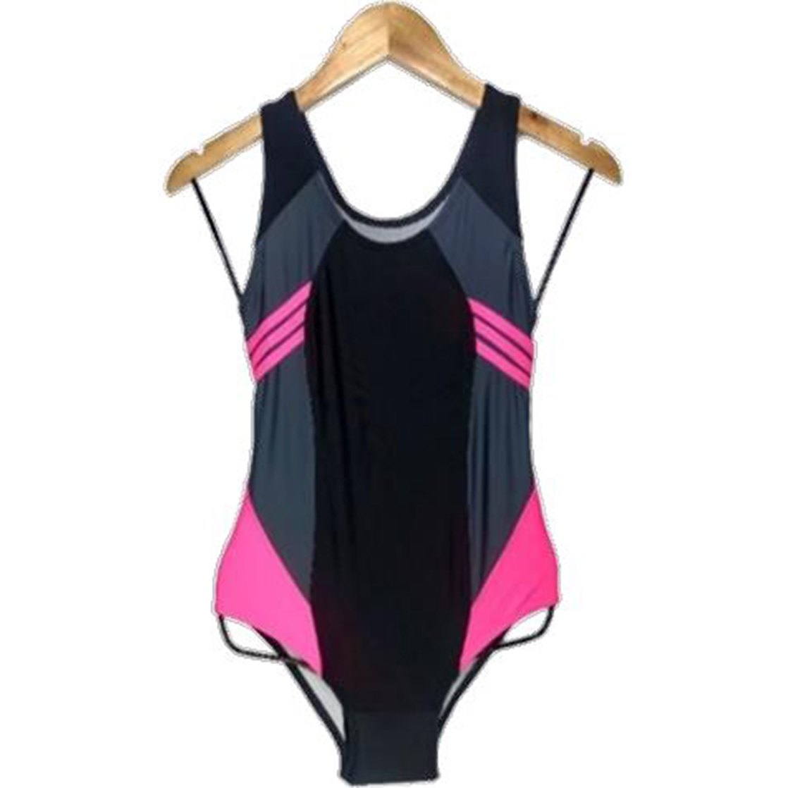 ROPA DE BAÑO PUSH UP LICRA MUJER ROSADO NATACION RAYITAS GL-28 - 1