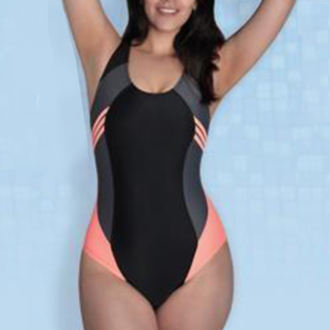 ROPA DE BAÑO PUSH UP LICRA MUJER ROSADO NATACION RAYITAS GL-28 - 3