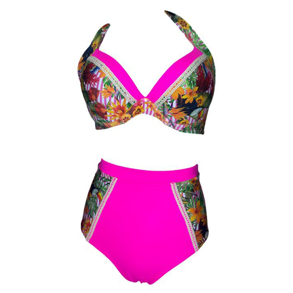 BIKINI PUSH UP LICRA MUJER FUCSIA UV JANE GOODALL GL-46 - 1