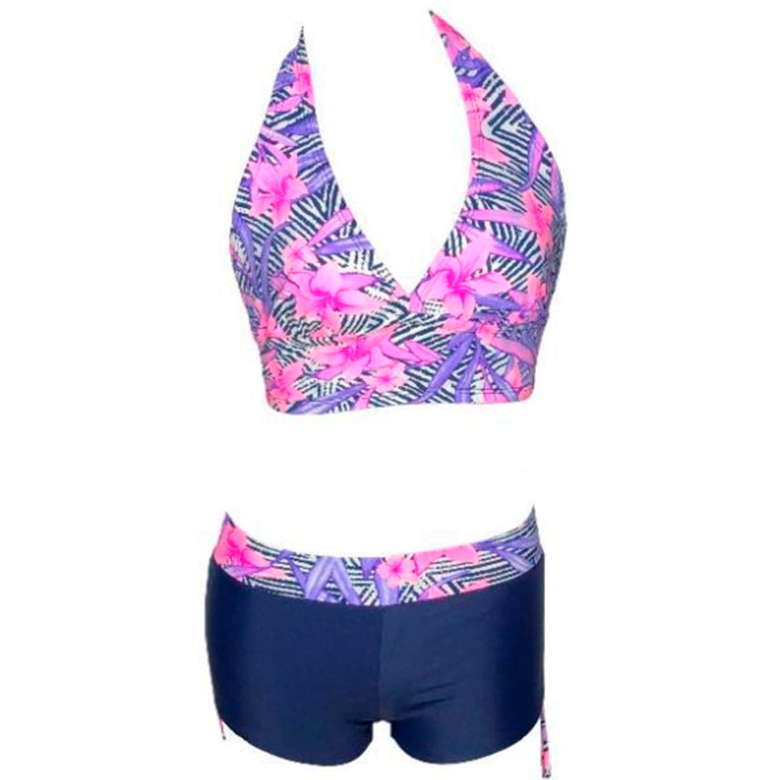 BIKINI PUSH UP LICRA MUJER ROSADO UV BUSIER CON SHORT GL-28 - 1