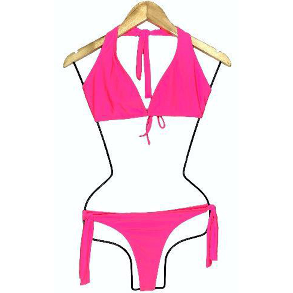 BIKINI PUSH UP LICRA MUJER ROSADO UV SEMIHILO CLASICO GL-18 - 1