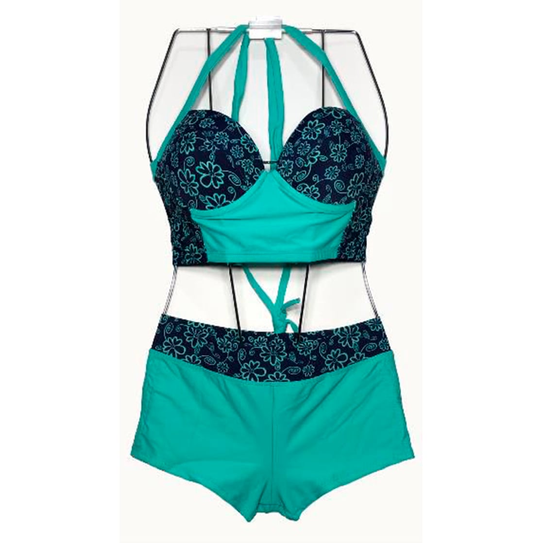ROPA DE BAÑO PUSH UP LICRA MUJER VERDE VIOLETA GL-45 - 1