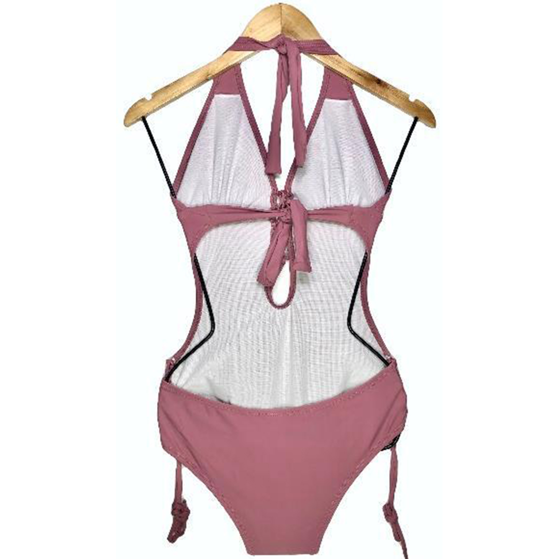 TRIKINI PUSH UP LICRA MUJER BURDEO UV ENTERO FLOR GUINDA GL-30 - 2