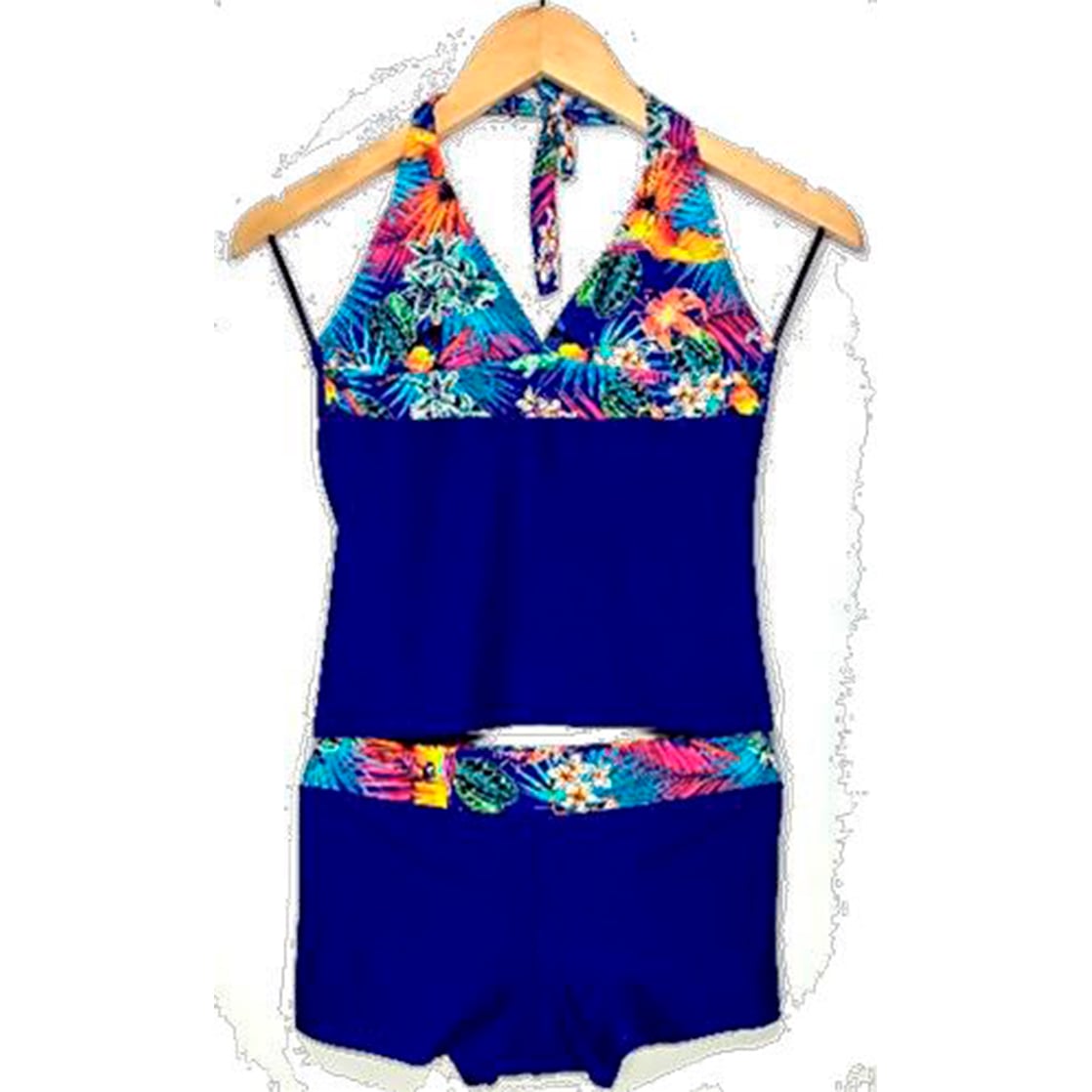 SHORT BIKINI PUSH UP LICRA MUJER AZUL UV CON POLO GL-32 - 1