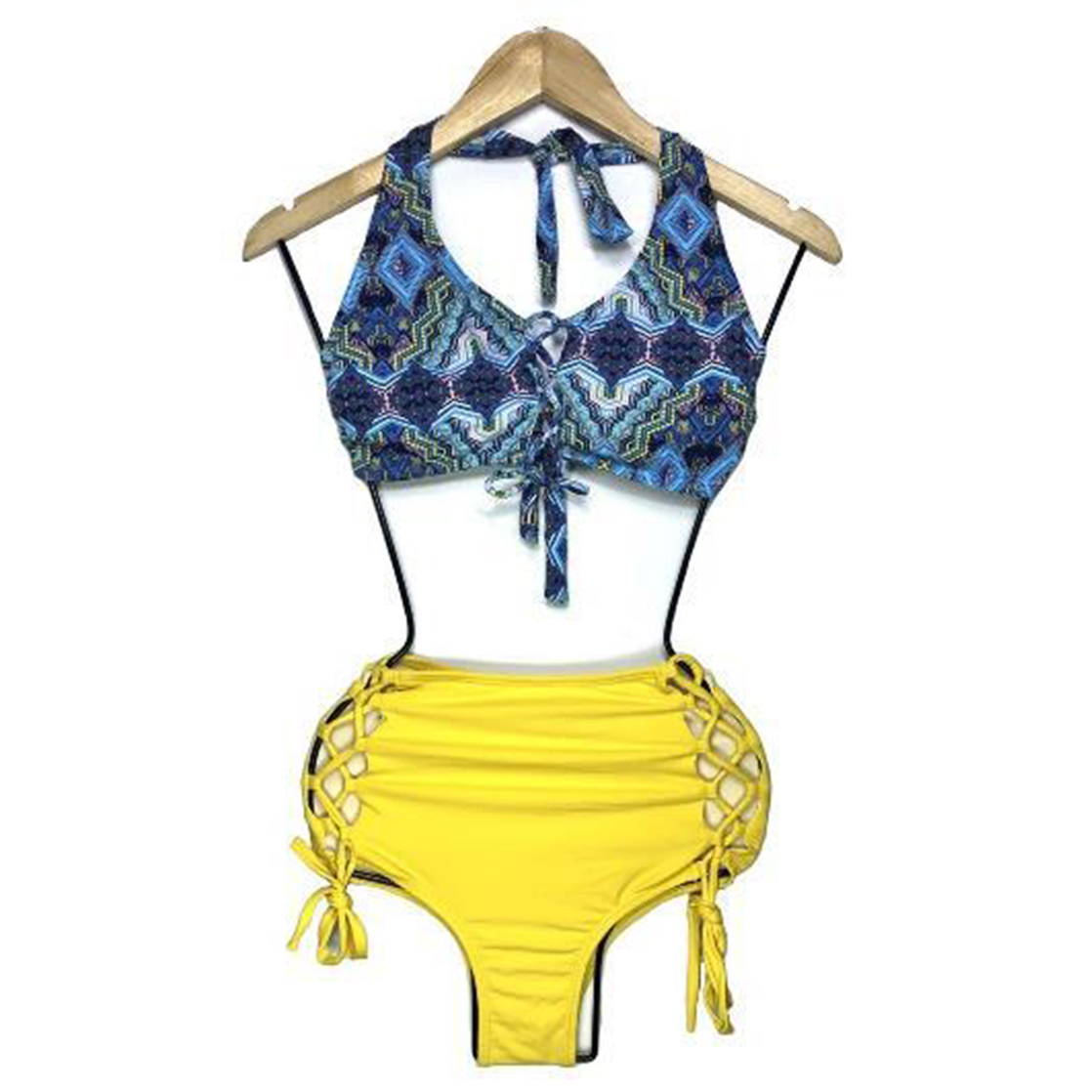 ROPA DE BAÑO PUSH UP LICRA MUJER AMARILLO VALENTINA GL-28 - 1