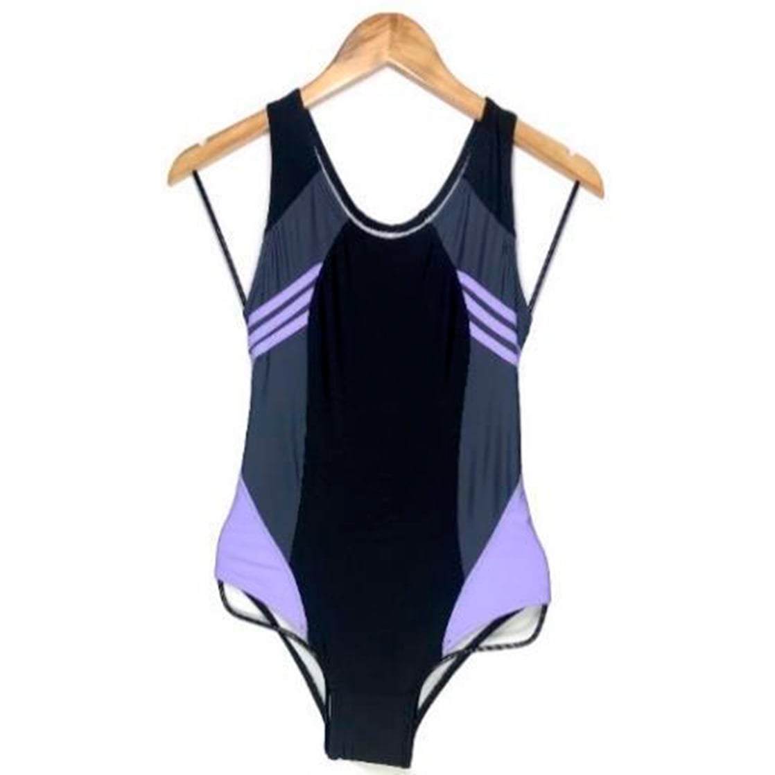 ROPA DE BAÑO PUSH UP LICRA MUJER LILA NATACION RAYITAS GL-28 - 1