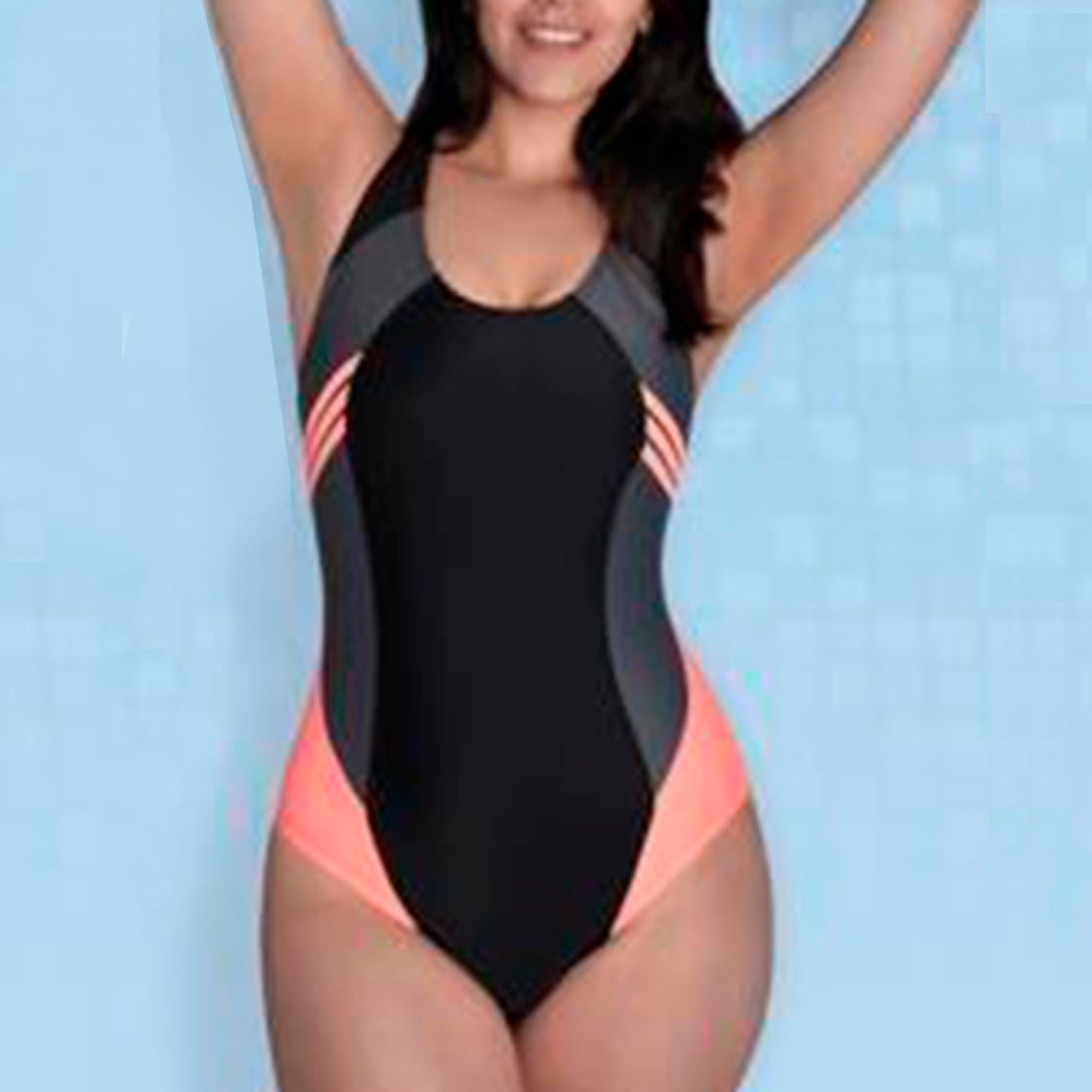 ROPA DE BAÑO PUSH UP LICRA MUJER LILA NATACION RAYITAS GL-28 - 3