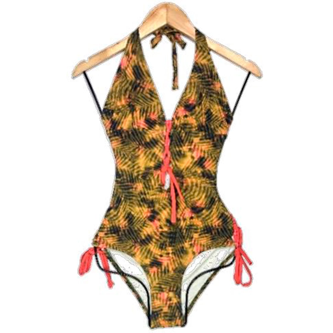 TRIKINI PUSH UP LICRA MUJER AMARILLO UV ENTERO FLOR ESTAMPADO GL-30 - 1
