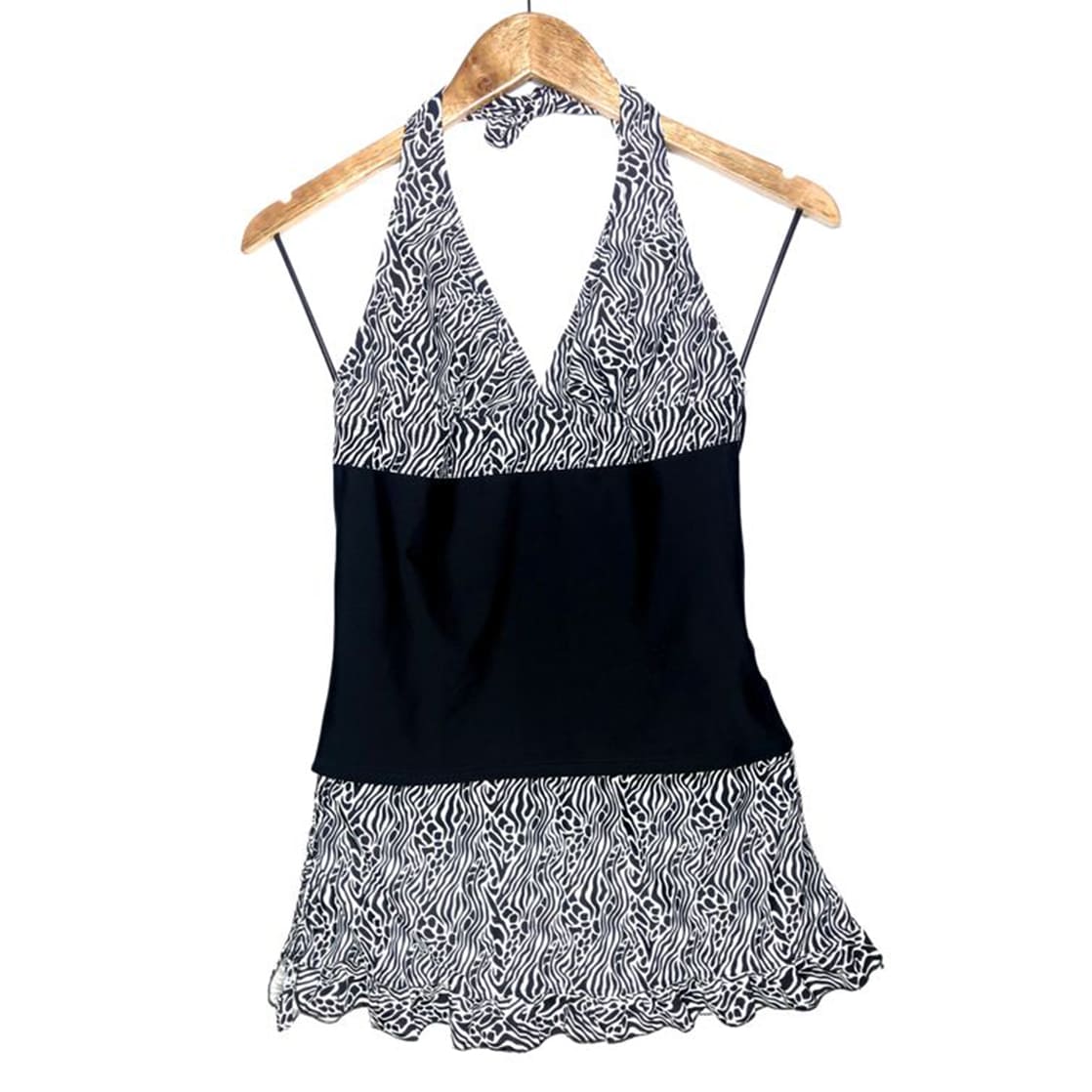 ROPA DE BAÑO PUSH UP LICRA MUJER NEGRO POLO CON FALDA CATALINA DE ARAGÓN GL-32 - 1