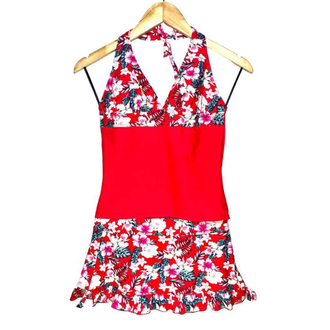 ROPA DE BAÑO PUSH UP LICRA MUJER ROJO POLO CON FALDA CATALINA DE ARAGÓN GL-32 - 1