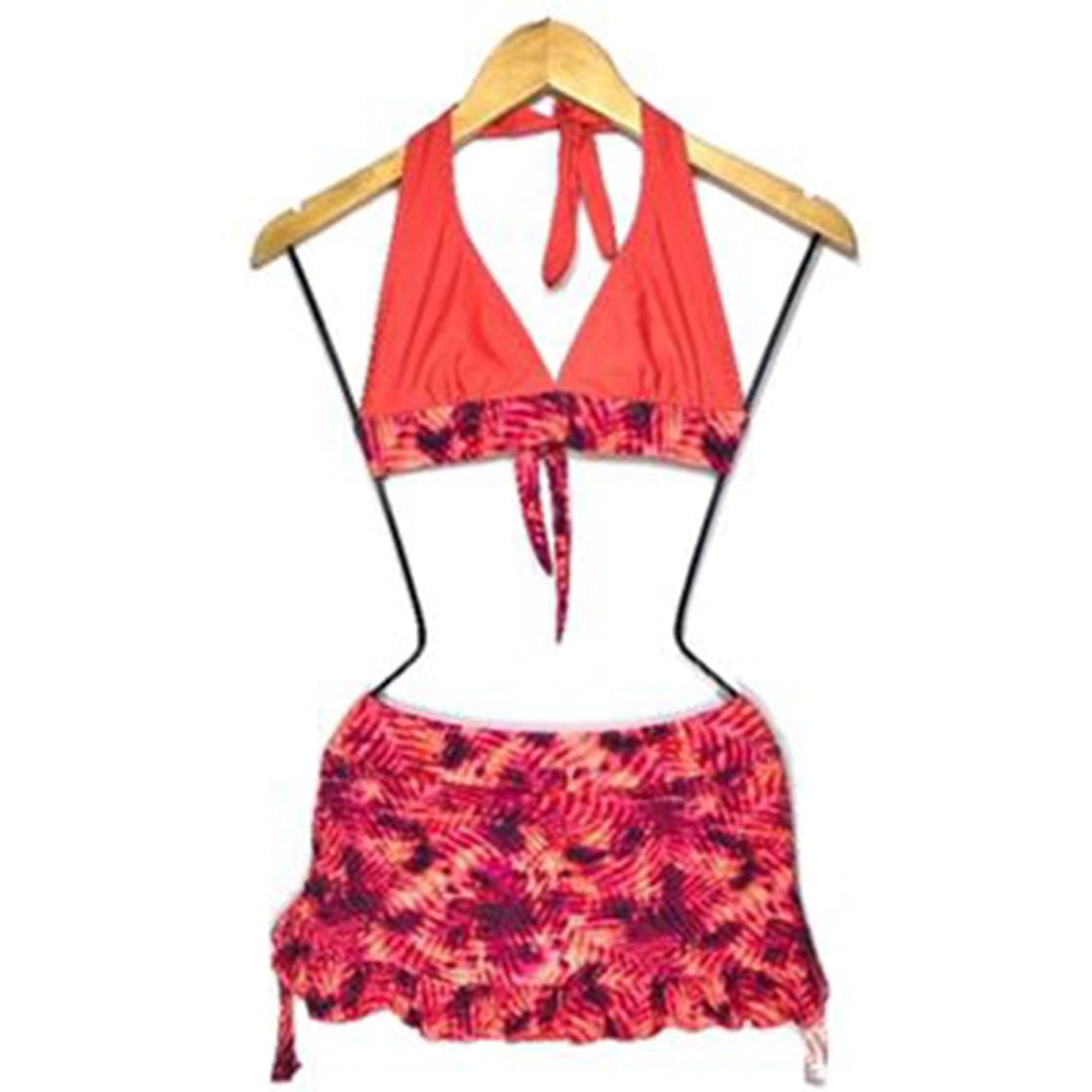 BIKINI PUSH UP LICRA MUJER ROJO UV TOP FALDA CLARA CAMPOAMOR GL-30 - 1