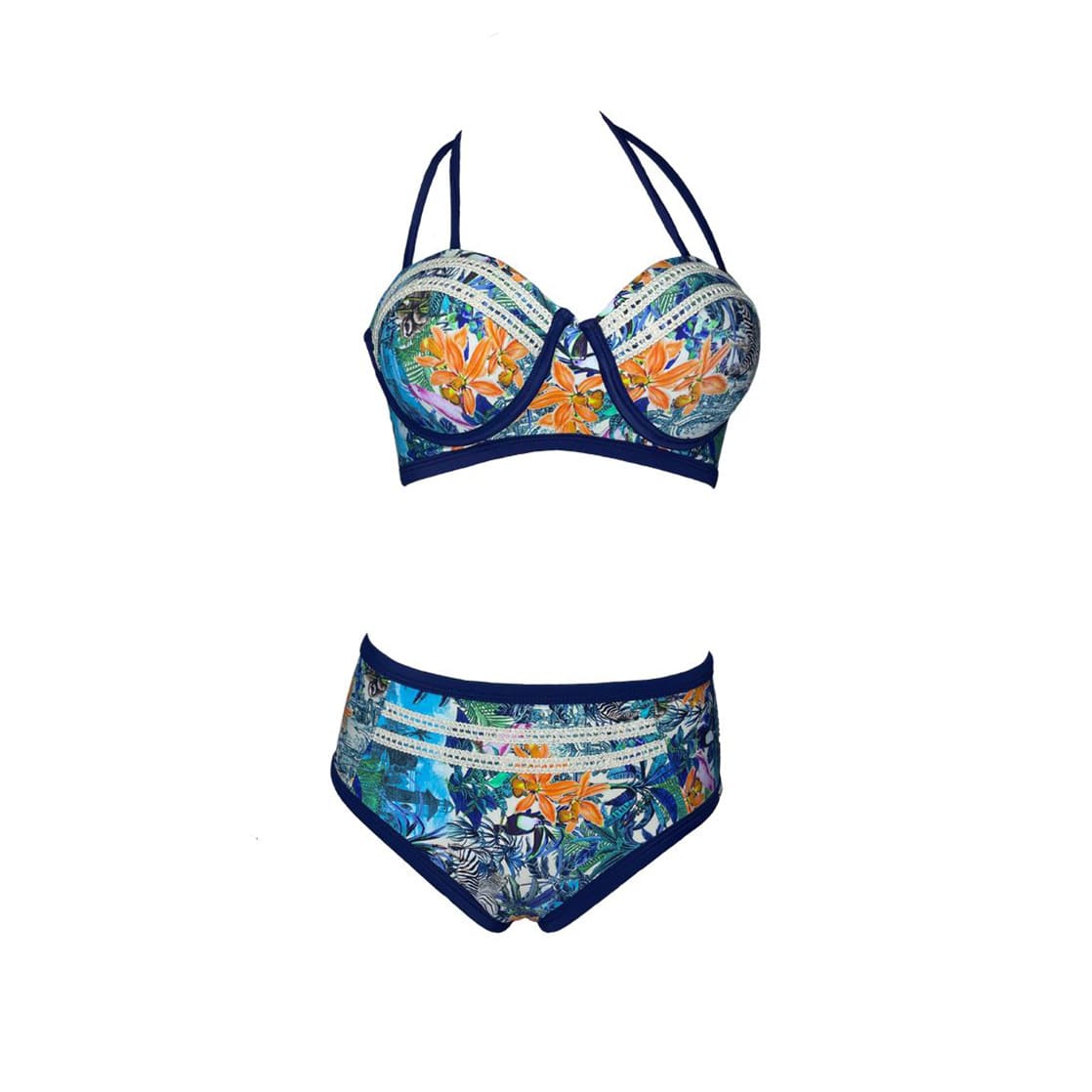 BIKINI PUSH UP LICRA MUJER AZUL UV CHARLOTTE CORDAY GL-48 - 1