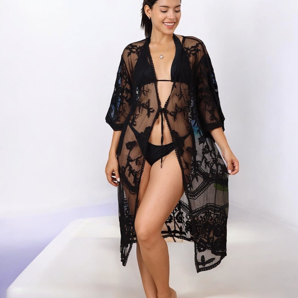 KIMONO MAXI MUJER YOMAR NEGRO REBECCA SOLNIT - 1