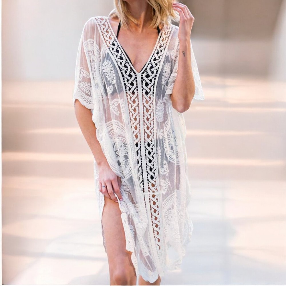 KIMONO MAXI MUJER YOMAR BLANCO ABUNDANCIA TULL - 1