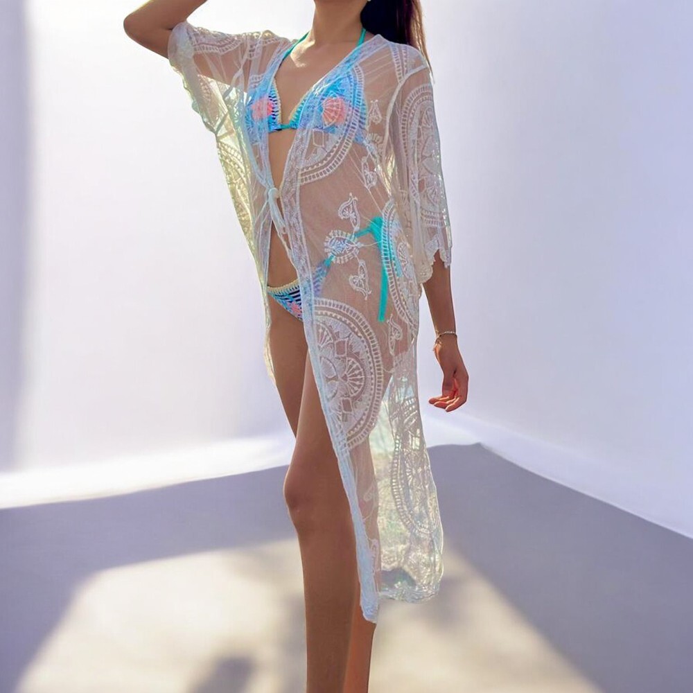 KIMONO MAXI MUJER YOMAR BLANCO ELISABETH CHAPLIN - 1