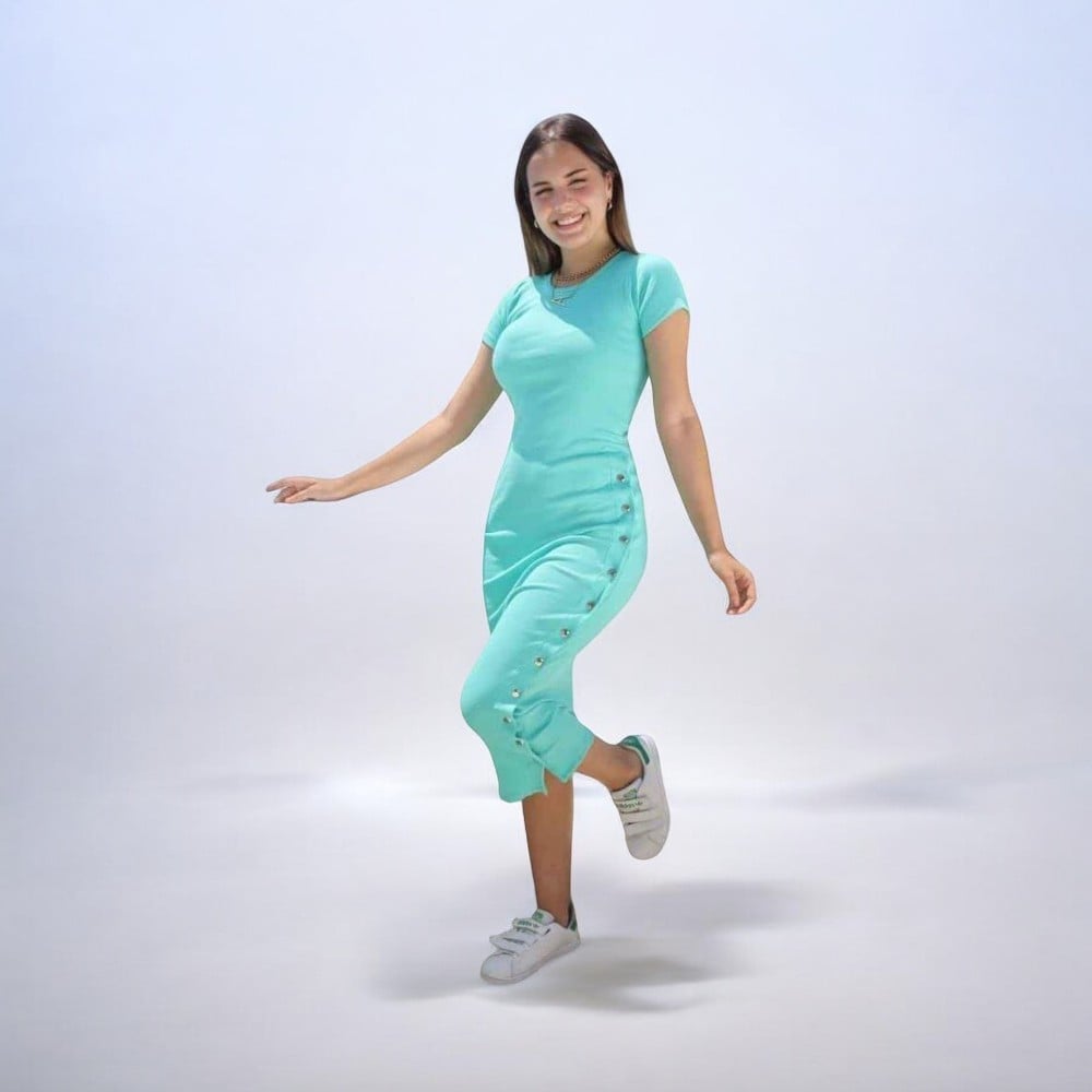 VESTIDO MUJER TURQUESA CASUAL RIP GRUESO VANESSA RENTA - 1
